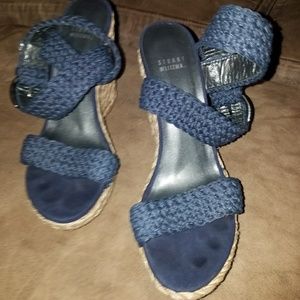 Stuart Weitzman - Navy wedge sandals - size 9